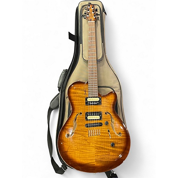 Used Godin Flat Five Lightburst Solid Body Electric Guitar