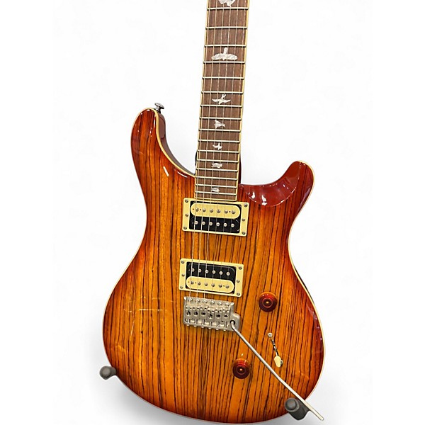 Used PRS SE Custom 24 zebra wood Solid Body Electric Guitar