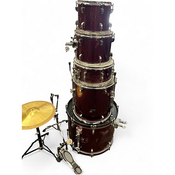 Used Ludwig 5 Piece BACKBEAT Metallic Red Drum Kit