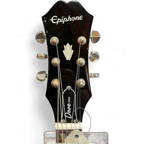 Used Epiphone Dove Pro White Acoustic Electric Guitar