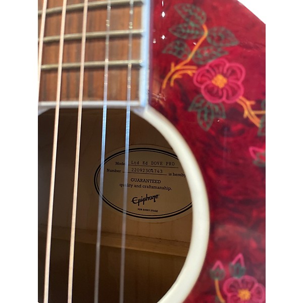 Used Epiphone Dove Pro White Acoustic Electric Guitar