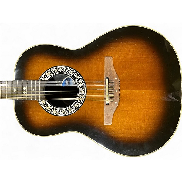 Used Ovation Custom Balladeer 1655 2 Color Sunburst 12 String Acoustic Electric Guitar