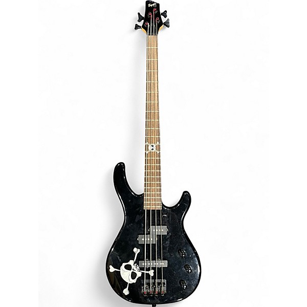 Used Squier MB4 Skull & Crossbones Black Electric Bass Guitar