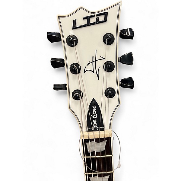 Used ESP LTD James Hetfield Signature Iron Cross WHITE Solid Body Electric Guitar