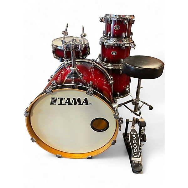 Used TAMA 5 Piece Silverstar Transparent Red Burst Drum Kit