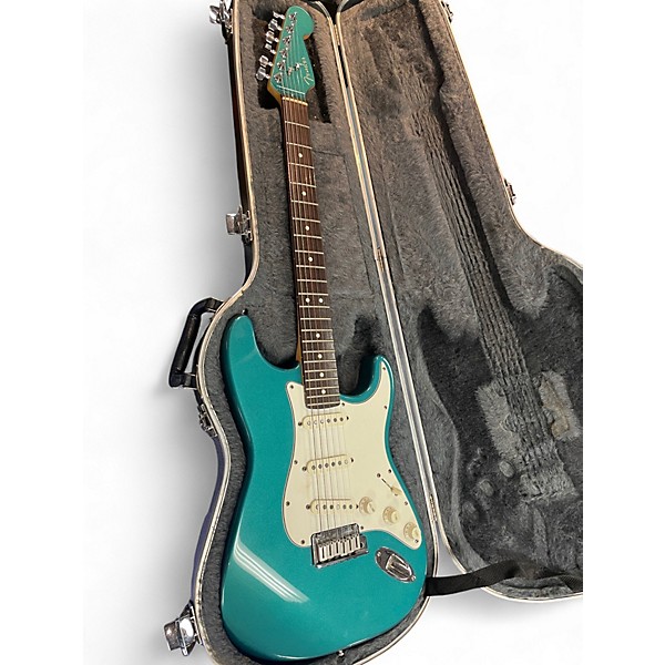 Used Fender American Standard Stratocaster Painted Headstock Metallic Sherwood Green Solid Body Electric Guitar