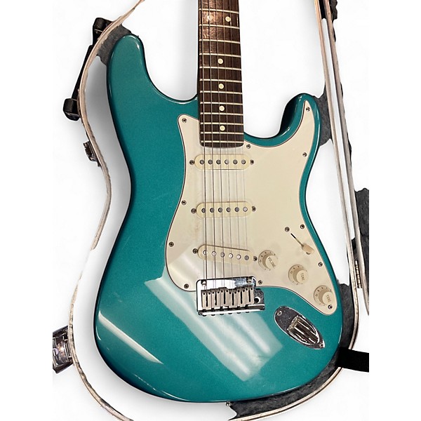 Used Fender American Standard Stratocaster Painted Headstock Metallic Sherwood Green Solid Body Electric Guitar