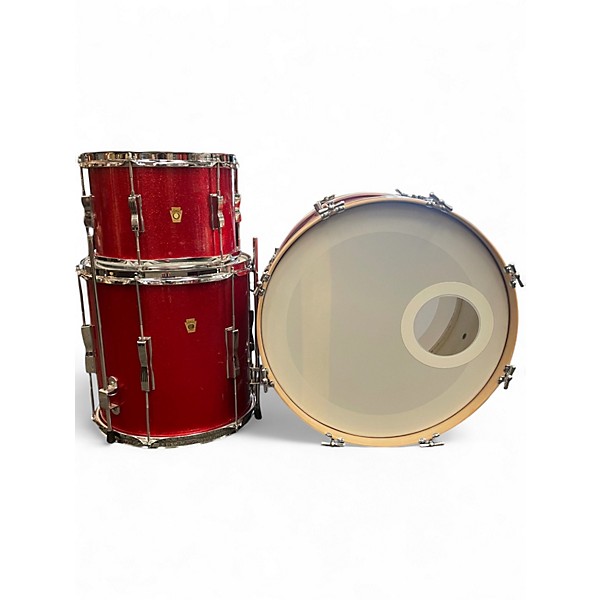 Vintage 1965 Ludwig 3 Piece Club Date Metallic Red Drum Kit