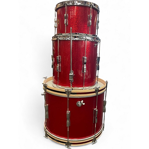 Vintage 1965 Ludwig 3 Piece Club Date Metallic Red Drum Kit