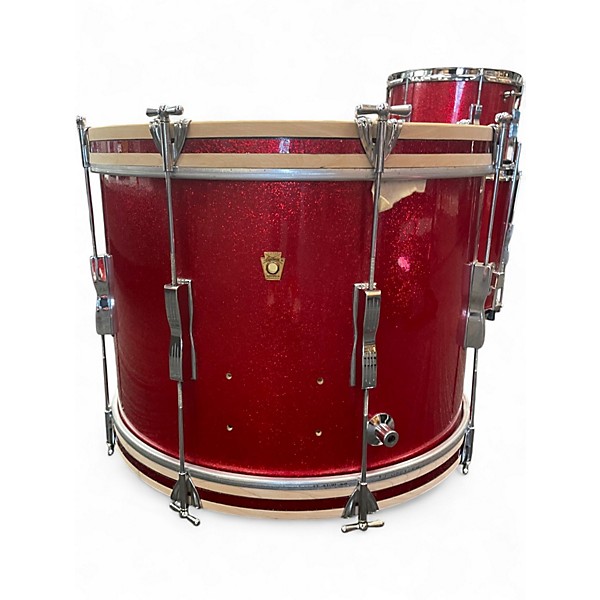 Vintage 1965 Ludwig 3 Piece Club Date Metallic Red Drum Kit