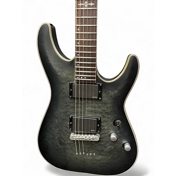 Used Schecter Guitar Research C1 Platinum TRANSLUCENT BLACK Solid Body Electric Guitar