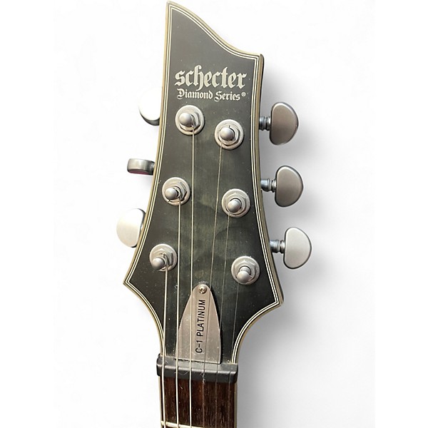 Used Schecter Guitar Research C1 Platinum TRANSLUCENT BLACK Solid Body Electric Guitar