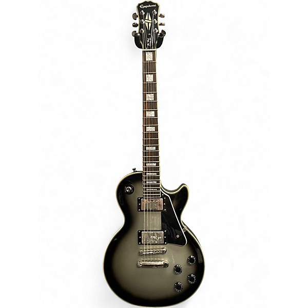 Used Epiphone LES PAUL CUSTOM PRO Black and Silver Solid Body Electric Guitar