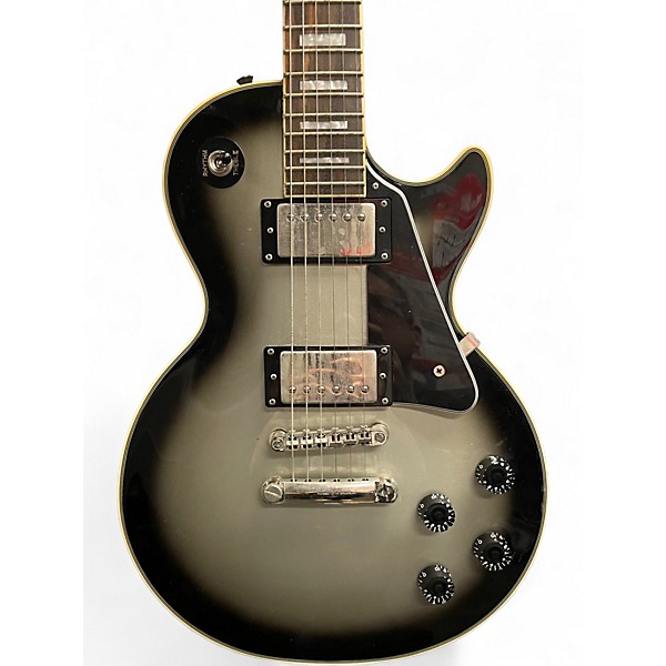 Used Epiphone LES PAUL CUSTOM PRO Black and Silver Solid Body Electric Guitar