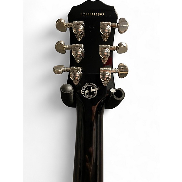Used Epiphone LES PAUL CUSTOM PRO Black and Silver Solid Body Electric Guitar