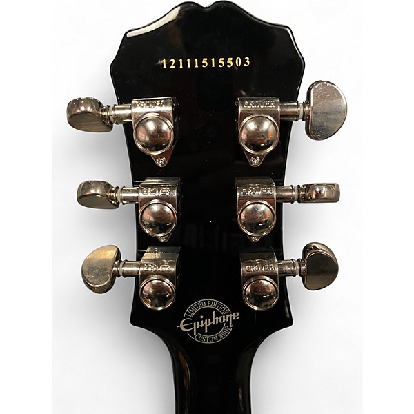 Used Epiphone LES PAUL CUSTOM PRO Black and Silver Solid Body Electric Guitar