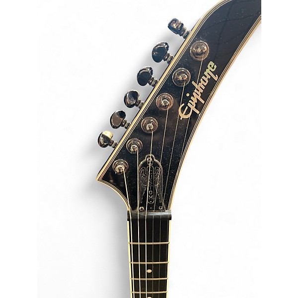 Used Epiphone DAVE MUSTAINE FLYING V CUSTOM Metallic Black Solid Body Electric Guitar