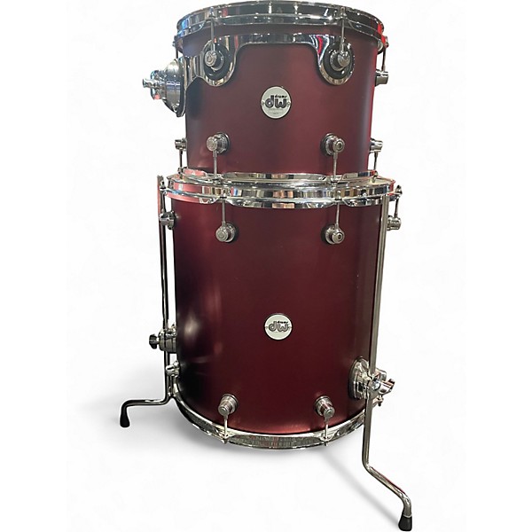 Used DW 3 Piece Design Series Crimson Satin Metallic Drum Kit
