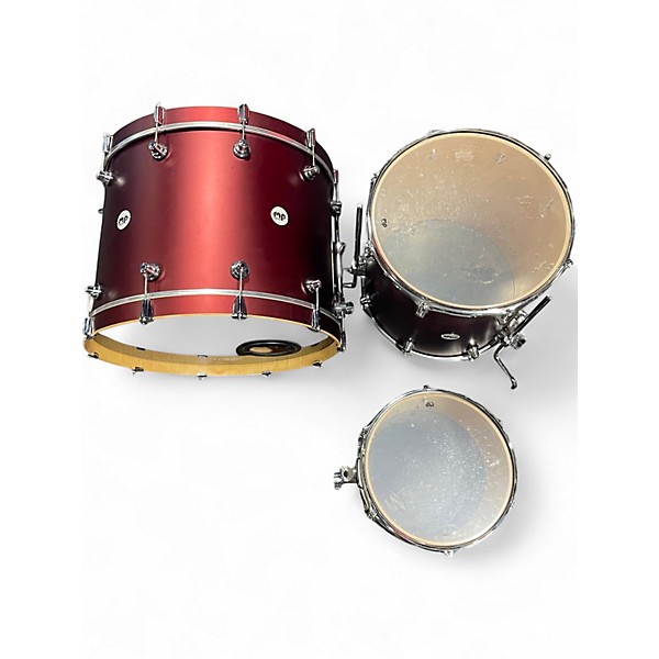 Used DW 3 Piece Design Series Crimson Satin Metallic Drum Kit