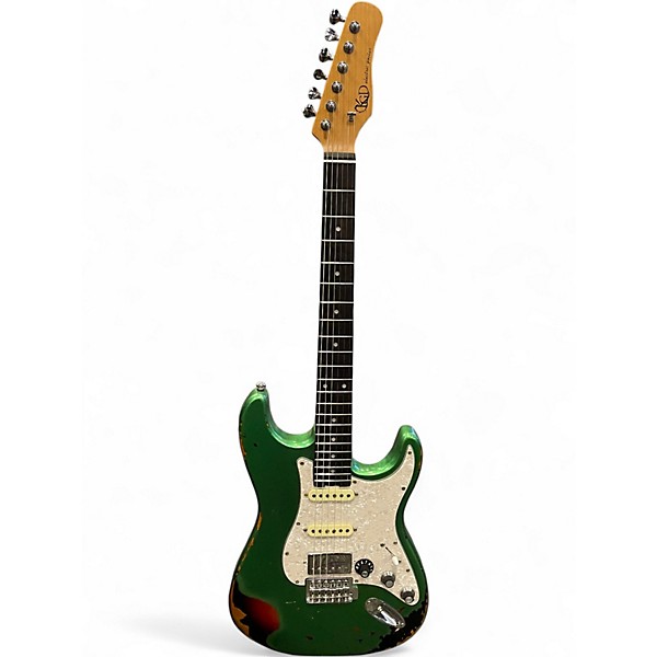 Used Kgd S Style Relic HSS Metallic Green Solid Body Electric Guitar