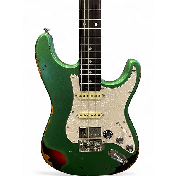 Used Kgd S Style Relic HSS Metallic Green Solid Body Electric Guitar