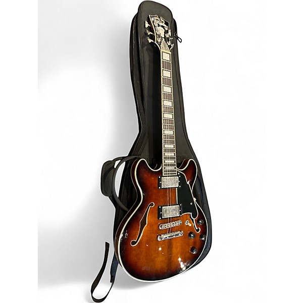 Used 2023 D'Angelico Premier Mini DC 2 Tone Sunburst Hollow Body Electric Guitar