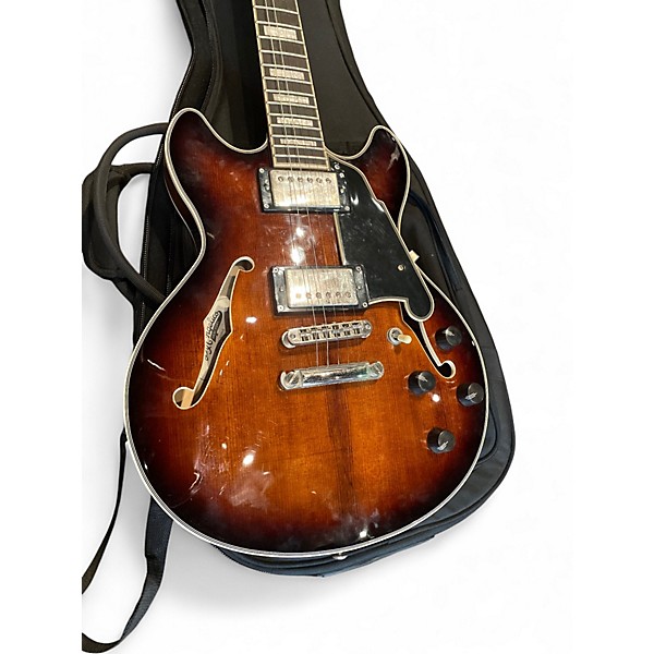 Used 2023 D'Angelico Premier Mini DC 2 Tone Sunburst Hollow Body Electric Guitar