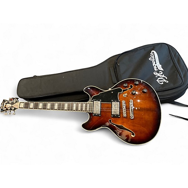 Used 2023 D'Angelico Premier Mini DC 2 Tone Sunburst Hollow Body Electric Guitar