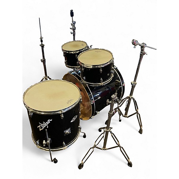 Used Pearl 4 Piece Export Black and Silver Drum Kit