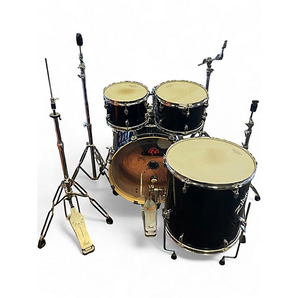 Used Pearl 4 Piece Export Black and Silver Drum Kit