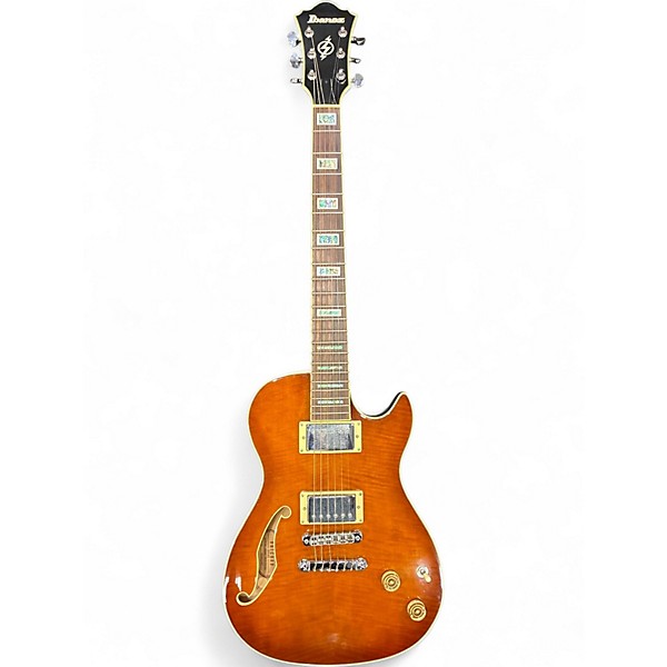 Used Ibanez AXD81 Amber Hollow Body Electric Guitar