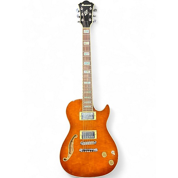 Used Ibanez AXD81 Amber Hollow Body Electric Guitar