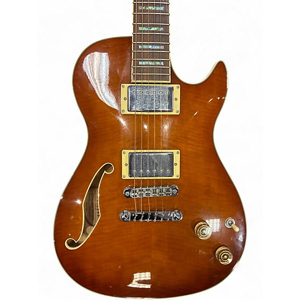 Used Ibanez AXD81 Amber Hollow Body Electric Guitar