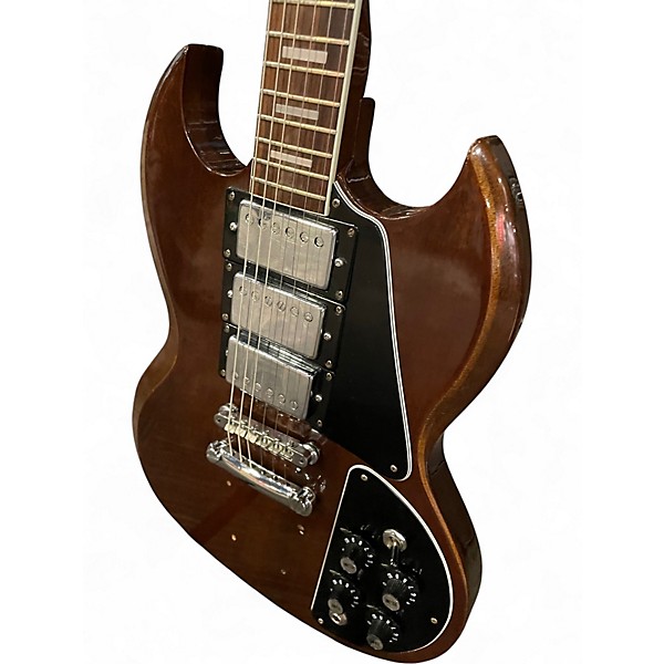 Used Aria TRIPLE PICKUP SG DELUXE Walnut Solid Body Electric Guitar