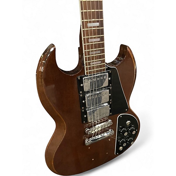 Used Aria TRIPLE PICKUP SG DELUXE Walnut Solid Body Electric Guitar