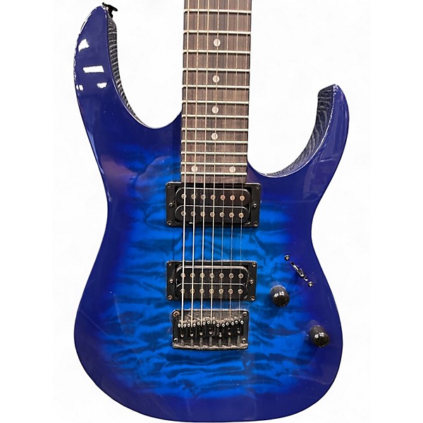 Used Ibanez GIO GRG7221QA7 TRANSPARENT BLUE BURST Solid Body Electric Guitar