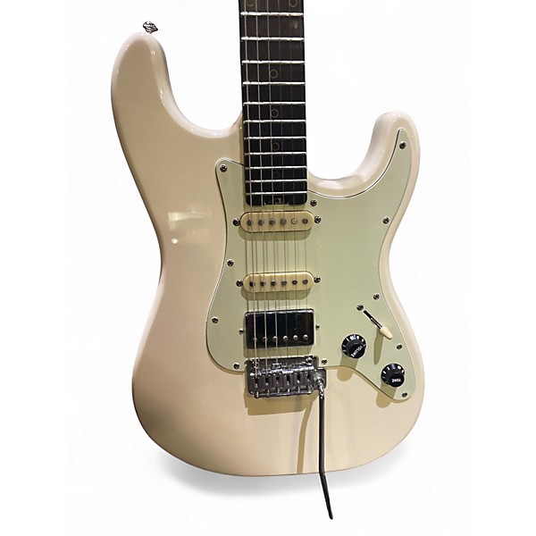 Used Schecter Guitar Research diamond series nick Johnson Classic White Solid Body Electric Guitar