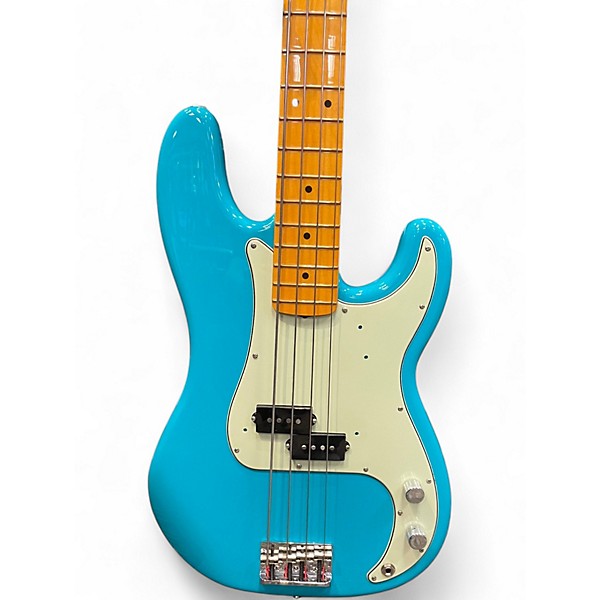 Used Fender American Professional II Precision Bass Miami Blue Electric Bass Guitar