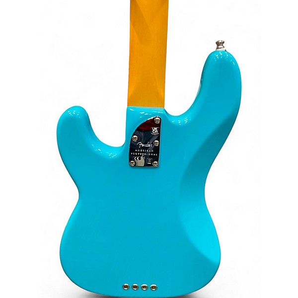Used Fender American Professional II Precision Bass Miami Blue Electric Bass Guitar