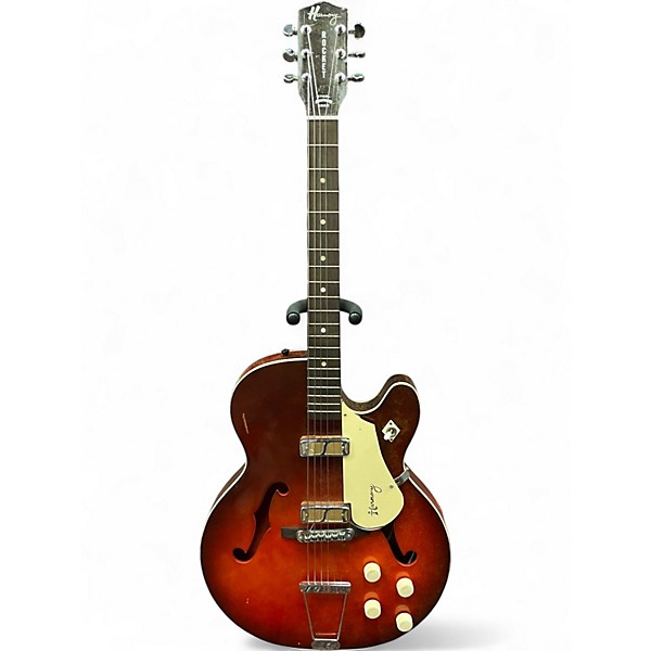 Vintage 1960s Harmony rocket Cherry Sunburst Hollow Body Electric Guitar