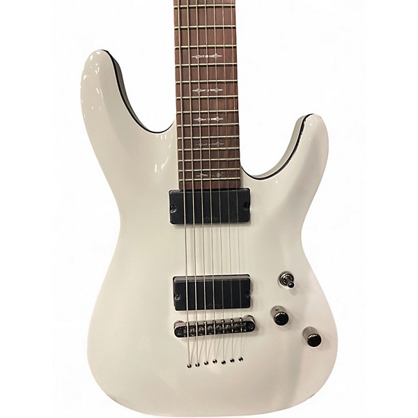 Used Schecter Guitar Research Demon 7 String Classic White Solid Body Electric Guitar