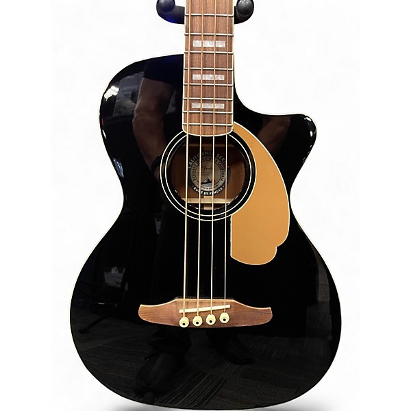 Used Fender Kingman Acoustic Electric Bass Black Acoustic Bass Guitar