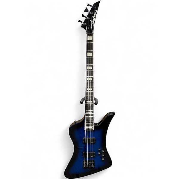 Used Jackson JS Series Kelly Bird JS3Q Trans Blue Burst Electric Bass Guitar