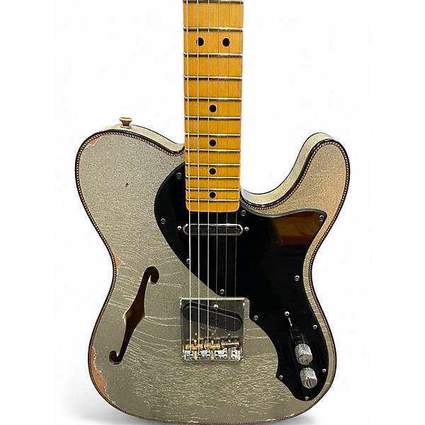Used Fender Custom Shop '60s Custom Telecaster Thinline Relic Limited-Edition Silver Sparkle Solid Body Electric Guitar