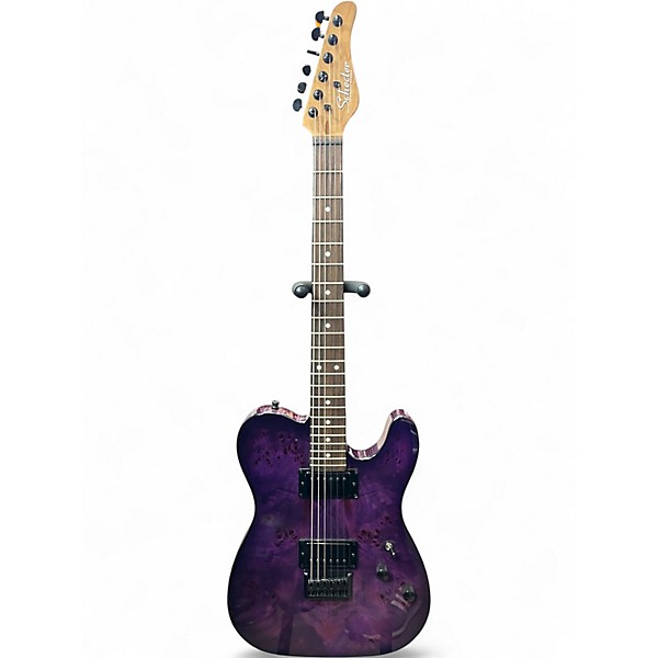 Used Schecter Guitar Research PT PRO Purple Burst Burl Solid Body Electric Guitar