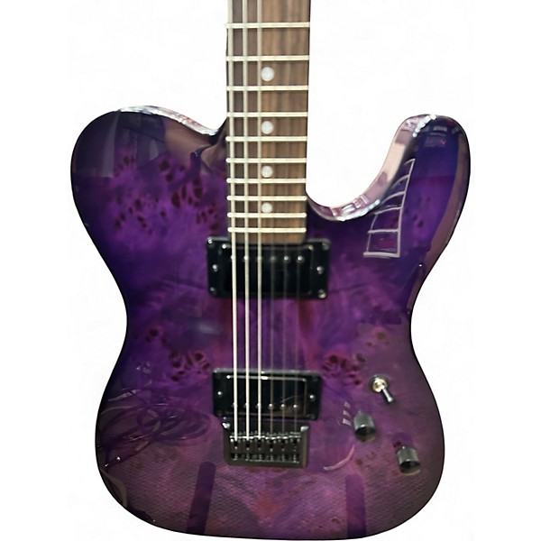 Used Schecter Guitar Research PT PRO Purple Burst Burl Solid Body Electric Guitar