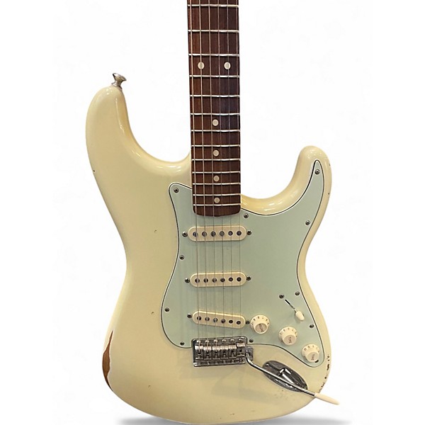 Used Fender Road Worn 1960S Stratocaster Left Handed Olympic White Electric Guitar