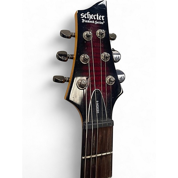 Used Schecter Guitar Research Demon 6 Trans Red Solid Body Electric Guitar