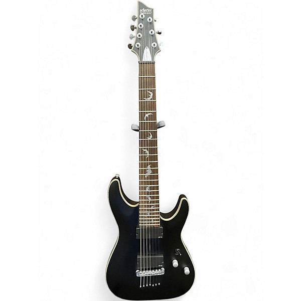 Used Schecter Guitar Research Damien 7 String Black Solid Body Electric Guitar