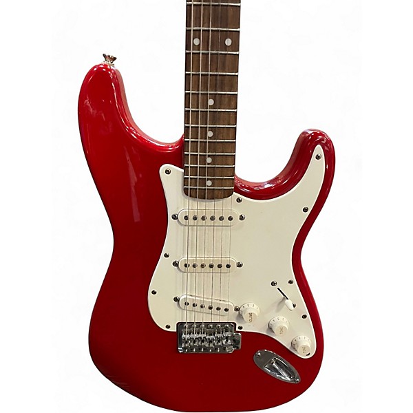 Used 2001 Squier Affinity Stratocaster Candy Apple Red Solid Body Electric Guitar